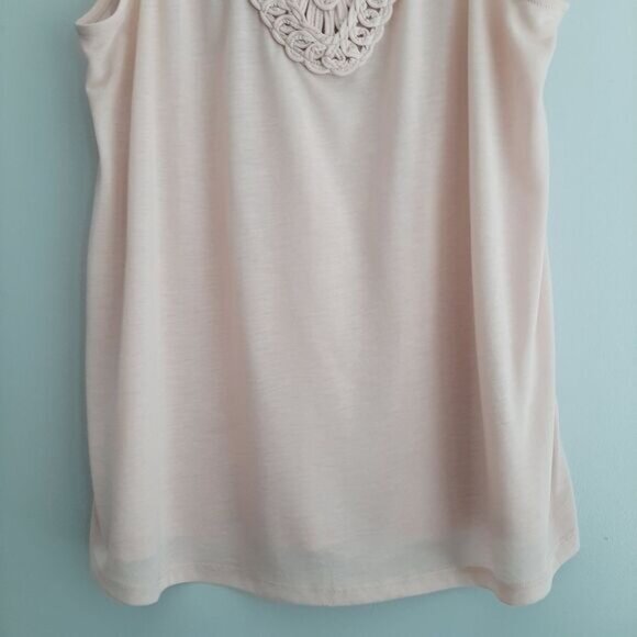 H&M Conscious Twist Fabric Lace Style Yoke Tank Top Pink Sz L - Picture 5 of 11
